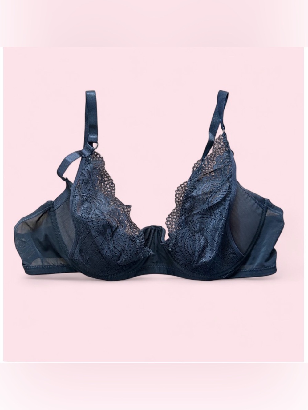 Adore Me Plus Size black lace lingerie bra - 42C